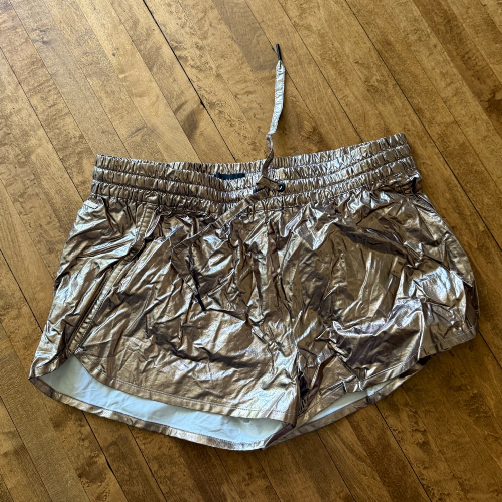 NWT ALALA Metallic Silver Athletic Shorts